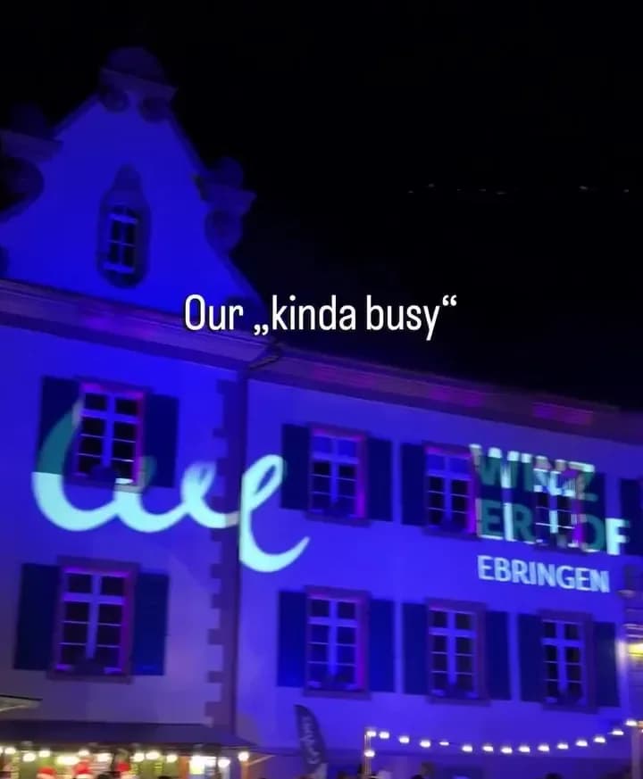 Ebringer Schloss blau beleuchtet mit Goboprojektion